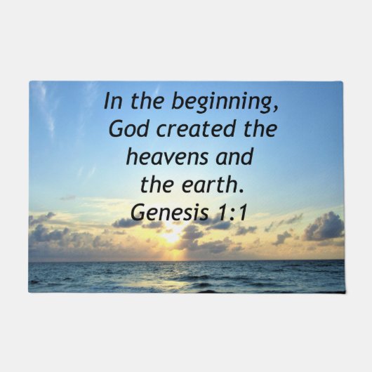 PAILLASSON SCRIPTURE PHOTO DE SERENE SUNRISE GENESIS 1:1 (Devant)