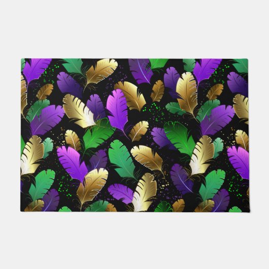 Paillasson Seamless Pattern with Mardi Gras feathers (Devant)