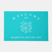 Paillasson Seashell Art Turquoise Nom Modèle Welcome Mat (Devant)