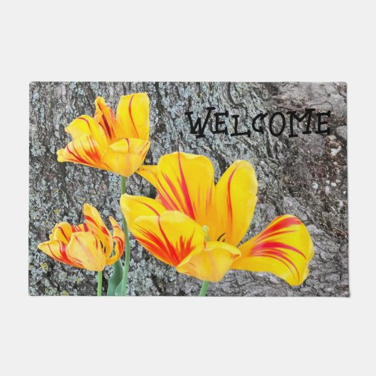 Paillasson Séquence de trois tulipes jaunes / (Devant)