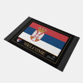 Paillasson Serbe house mat & Serbe Drapeau sports / Bienvenue (Incliné)