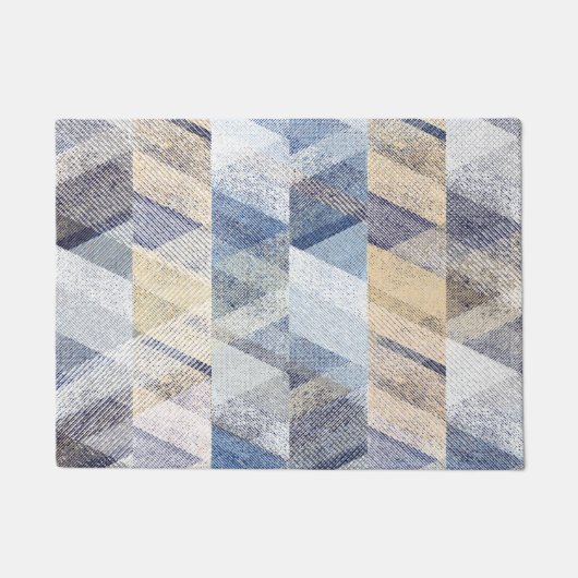 Paillasson serviettes en zigzag beige bleu clair texturé (Devant)
