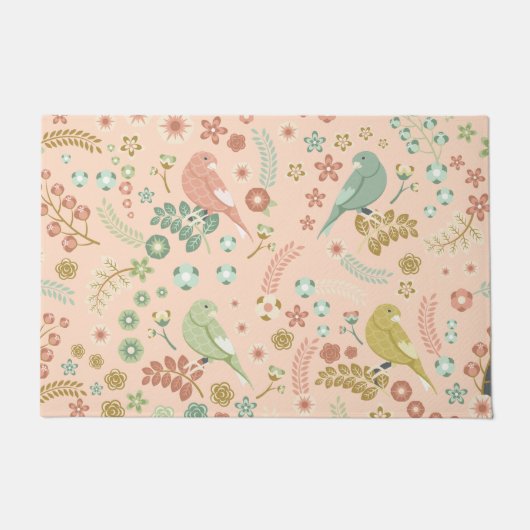 Paillasson Shabby Birds & Branches Pastel Saumon (Devant)