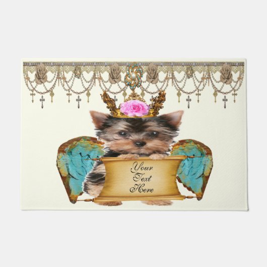 Paillasson Shabby Chic Yorkie Angel Puppy Chien Créez votre p (Devant)