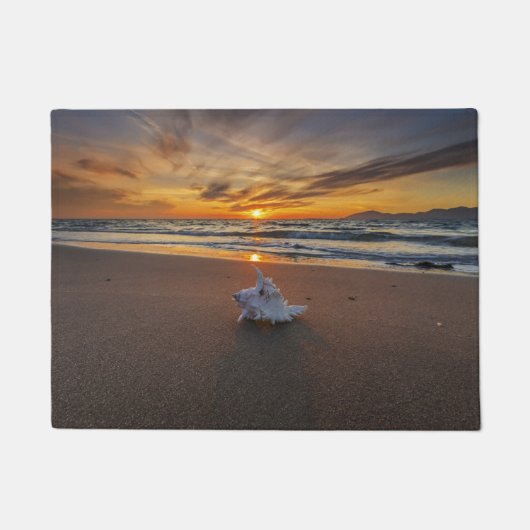 Paillasson Shell à la plage à l'île du coucher du soleil | (Devant)
