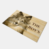 Paillasson Sheltie Collie Herbe Dog ajouter Name Doormat (Incliné)