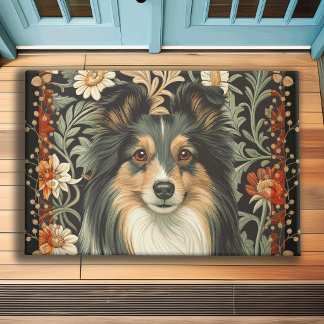 Paillasson Sheltie or Collie Dog in William Morris Style