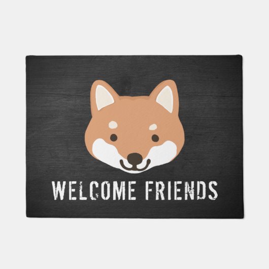 Paillasson Shiba Inu Souriant Visage personnalisé chien migno (Devant)