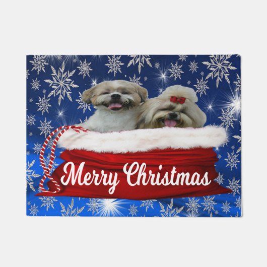 Paillasson Shih tzu Door Mat, Joyeux Noël (Devant)