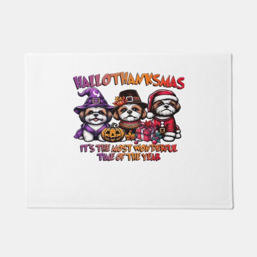 Paillasson Shih Tzu Halloween Thanksgiving Noël Classique (Devant)