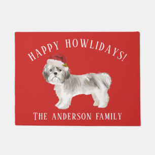 Paillasson Shih tzu Shorter Cheveux Joyeux Howlidays Noël