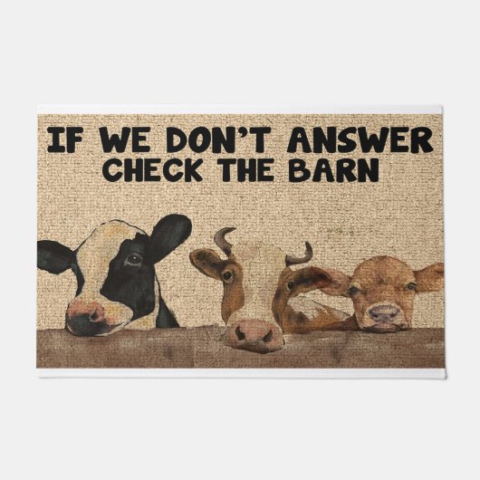Paillasson Si nous ne répondons pas Vérifiez la grange, Vache (Devant)