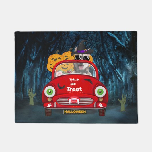 Paillasson Sibérie Husky Chien Conduire voiture effrayant Hal (Devant)