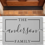 Paillasson Signature Script Personnalisé Grey Nom de famille