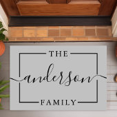 Paillasson Signature Script Personnalisé Grey Nom de famille