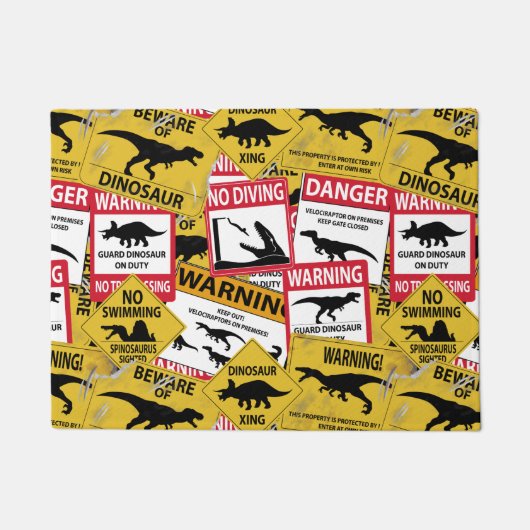 Paillasson Signes de précaution de dinosaure (Devant)