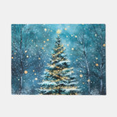 Paillasson Silent Night Glow Bright Christmas Forest Tree (Devant)