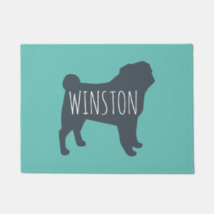 Paillasson Silhouette carlin   Gris et Turquoise Personnalisé