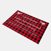 Paillasson Silhouette de cerf Rouge noir Buffaloe Check (Incliné)