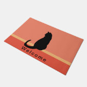 Paillasson Silhouette de chat noir Orange et noir ACCUEIL (Incliné)