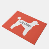 Paillasson Silhouette de chien de caniche standard blanc pers (Incliné)