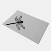 Paillasson Silhouette de libellule noire sur gris (Incliné)