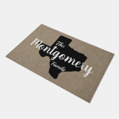 Paillasson Silhouette du Texas et lettrage de main de toile (Incliné)