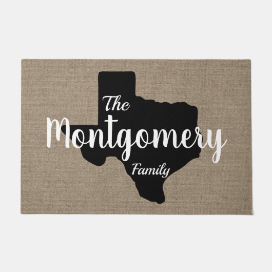 Paillasson Silhouette du Texas et lettrage de main de toile (Devant)