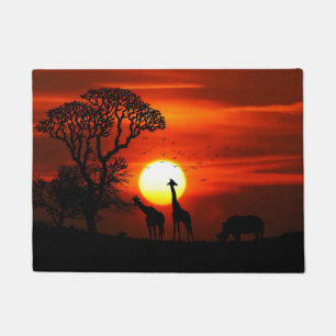 Paillasson Silhouettes africaines d'animal de coucher du