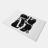 Paillasson Silhouettes de chat noir - Design Feline mignon (Incliné)