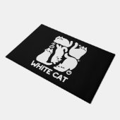 Paillasson Silhouettes de chaton blanc - Design Feline mignon (Incliné)