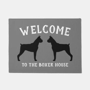 Paillasson Silhouettes de race de chien de boxer personnalisé