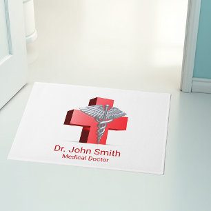 Paillasson Silver 3D Médicale Caduceus Croix Rouge