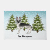 Paillasson Silver Sable Allemand Berger Chien Forêt d'hiver (Devant)
