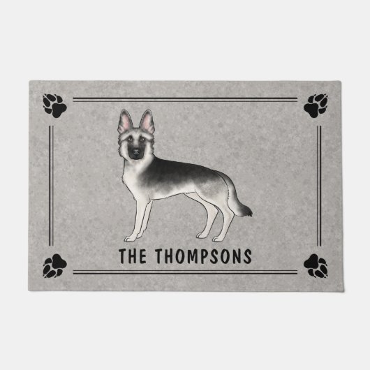 Paillasson Silver Sable Chien Berger Allemand Avec Texte Pers (Devant)