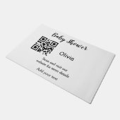 Paillasson Simple baby shower code barre QR add name (Incliné)