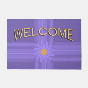 Paillasson Simple fleur violette sur croix de bienvenue
