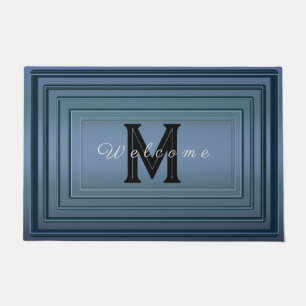 Paillasson Simple gradient moderne Bienvenue Nom du monogramm