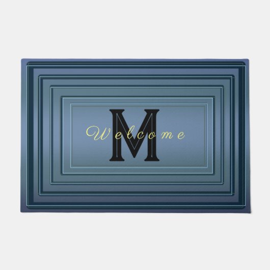 Paillasson Simple gradient moderne Bienvenue Script Monogramm (Devant)