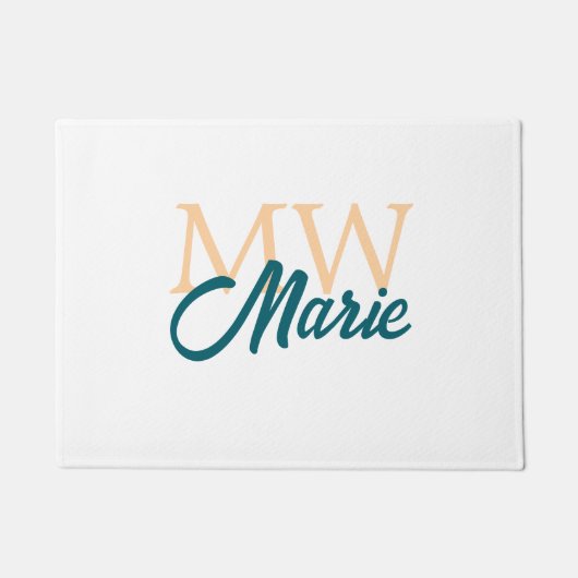 Paillasson simple minimal ajouter nom monogramme orange bleu (Devant)