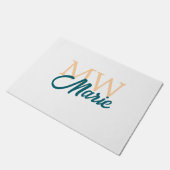 Paillasson simple minimal ajouter nom monogramme orange bleu (Incliné)