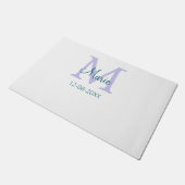 Paillasson simple minimum ajouter nom monogramme violet vert  (Incliné)