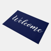 Paillasson Simple Modern Navy Blue Script Typographie Bienven (Incliné)