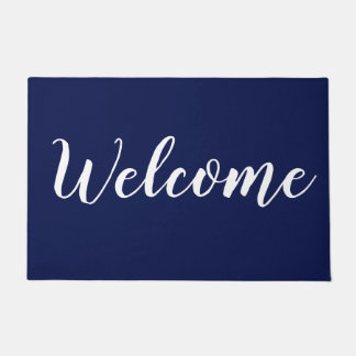 Paillasson Simple Modern Navy Blue Script Typographie Bienven