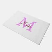 Paillasson simple nom minimal ajouter monogramme rose rouge (Incliné)