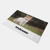 Paillasson Simple script mignon petit chat bienvenue (Incliné)
