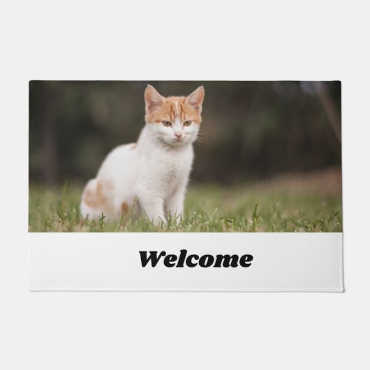 Paillasson Simple script mignon petit chat bienvenue (Devant)
