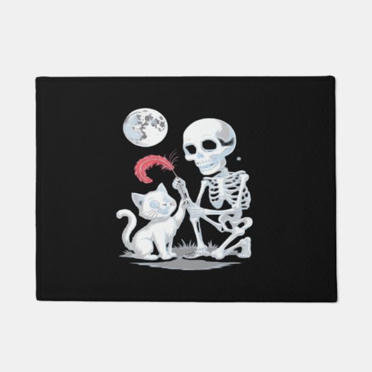 Paillasson Skeleton Chat Halloween drôle mignon Éffrayant ess (Devant)