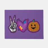 Paillasson Skeleton Citrouille Peace Love Halloween (Devant)