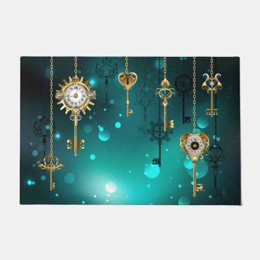 Paillasson Skeleton Keys on Green Background (Devant)